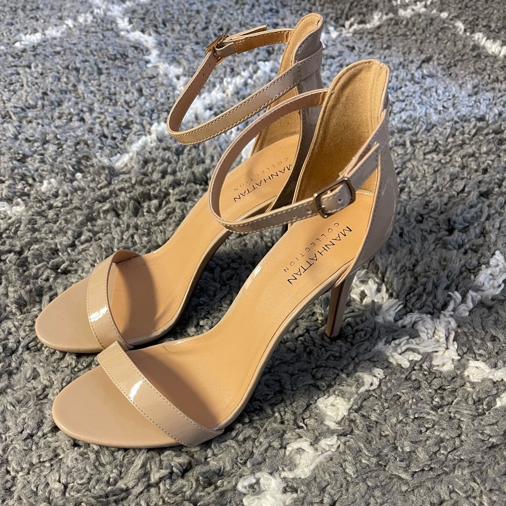 Nude ankle strap heel